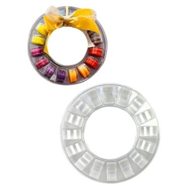 Imagem de Caixa Blister Guirlanda para 16 Macarons Doces Enfeites Aro Arranjo Embalagem para Mini Donuts Pct c/ 5 unidades