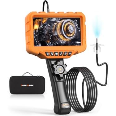 Imagem de Câmera de esgoto de inspeção bidirecional de 210° com luz, endoscópio articulado IPS de 17,8 cm, boroscópio industrial, sonda fina de 0,6 cm, câmera de drenagem para inspeção tubo de parede automotivo