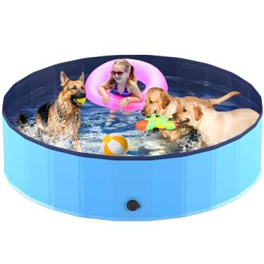 Imagem de Niubya Piscina dobrável, piscina dobrável de plástico rígido, banheira portátil para animais de estimação, cães e gatos, piscina para animais de estimação para interior e exterior, 182 x 30 cm