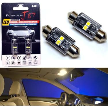 Imagem de Formula-J87 Lâmpadas LED 3030 SMD 36 mm DE3423 DE3425 12844 6418 C5W – Domo interior, mapa, porta, porta-malas, carga, substituição de luz de porta-luvas (pacote com 2) (branco quente)