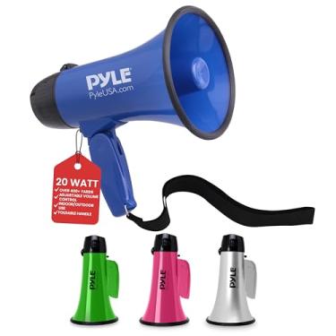 Imagem de Pyle Alto-falante Megafone portátil PMP21BL Bullhorn - Compacto e operado por bateria com potência de 20 watts, microfone, 2 modos, som PA e alça dobrável para líderes de torcida e uso policial, azul