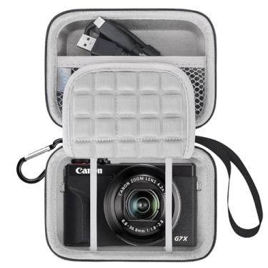 Imagem de Lacdo Bolsa de transporte da câmara para Canon PowerShot G7 X Mark II/G7X Mark III Câmara digital 4K para vlogging, Câmara de vídeo 4K, Bolsa de Malha para Baterias,Cartão de Memória, Preto+Cinza