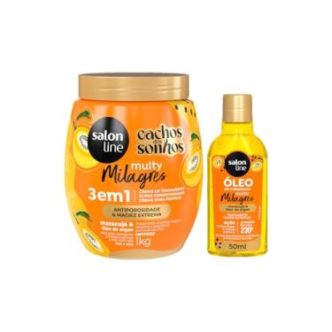 Imagem de Salon Line, Creme de Tratamento + Óleo Reparador Condicionante, Multy Maracujá - Para Cabelos Cacheados e Crespos, 2 Unidades