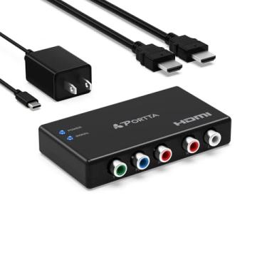 Imagem de Portta Conversor componente para HDMI com cabo HDMI, RGB 5 RCA YPbPr para conversor de vídeo, suporta 1080p 60Hz para PS2 PS3 Xbox 360