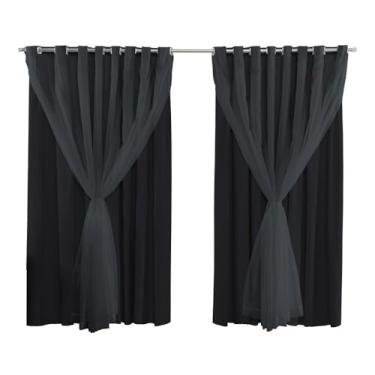 Imagem de Cortina Blackout PVC Com Voil 2,80M x 3,00M Sala Quarto Escritorio 100% Blecaute Para Varão Simples
