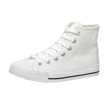 Imagem de CUSHIONAIRE Tênis de lona feminino Vance de cano alto + espuma viscoelástica, Zíper branco, 8