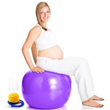 Imagem de Bola de exercício anti-explosão, cadeira de bola de ioga com dispositivo de bomba, bola de pilates fosca antiderrapante, bola de equilíbrio para alongamento do núcleo, ioga, pilates, parto, gravidez