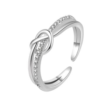 Imagem de Q&D&S Anéis de coração para mulheres, anel de compromisso de amizade, mãe filha, anel de compromisso, zircônia cúbica 14K, presentes de formatura, Latão, Zircônia cúbica