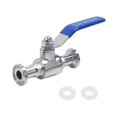 Imagem de Crapyt Válvula esférica de porta completa, cotovelo 90 graus 304 aço inoxidável resistente para água, encaixe de tubulação sanitária de três braçadeiras, curva de tubo de água (tubo de 1/5.1 cm OD)