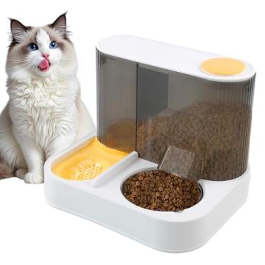 Imagem de MUYG Comedouro automático 2 em 1 para gatos e dispensador de água, conjunto completo de dispensador de comida e água para cães com tigela de aço inoxidável alimentador de gravidade removível para