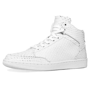 Imagem de Soulsfeng Tênis de basquete unissex de couro de cano alto confortável para caminhada e skate, Branco, 14 Women/12.5 Men