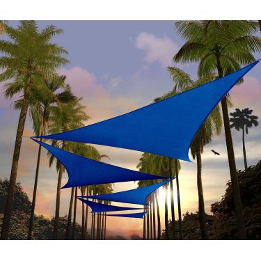Imagem de Amgo Toldo Vela Triangular Azul De 14' X Com Cobertura Proteção Solar Upf50+ Agslt, 95% Bloqueio Uv, Permeável À Água E Ao Ar, 200 G/M² Para Serviços Pesados, Comercial Residencial (Fazemos Tamanhos