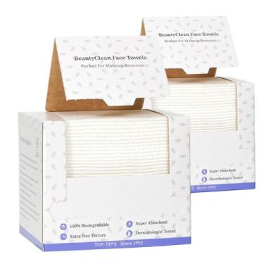 Imagem de TOP-TIP'S Pacote Com 2 Toalhas De Rosto Descartáveis (80 Unidades), Lenços Umedecidos Biodegradáveis Ultramacios Descartáveis, Demaquilantes Secos Para Mulheres, Faciais Pele Sensível