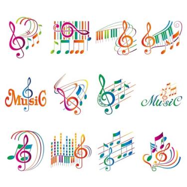 Imagem de skedimu Tatuagens Temporárias Com 12 Partituras De Notas Musicais Para Crianças, Decorações Festas Temáticas Piano, Lembrancinhas Chá Bebê, Brindes Sacolas Guloseimas E Prêmios Escolares