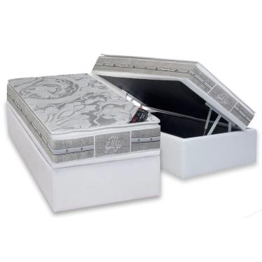 Imagem de Conjunto Box Baú Solteiro: Colchão Molas Castor Ensacadas Super Luxo Látex SLX + Base CRC Suede Gray (88x188)
