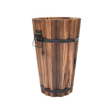 Imagem de Ioensy Vaso de balde de madeira, floreira para plantas, recipiente com alças ergonômicas, plantador de pátio para plantas de jardim, vaso de flores, Style B, S