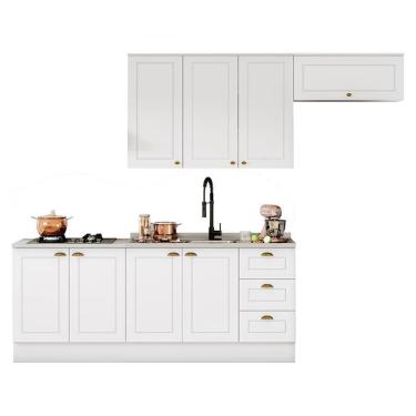 Imagem de Cozinha Completa Americana 5 Peças Sem Vidro Branco - Móveis Henn Branco Hp