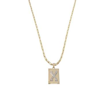 Imagem de Cordão 60Cm Masculino Feminino Pingente Letra X Banhado Ouro - Anaisa 
