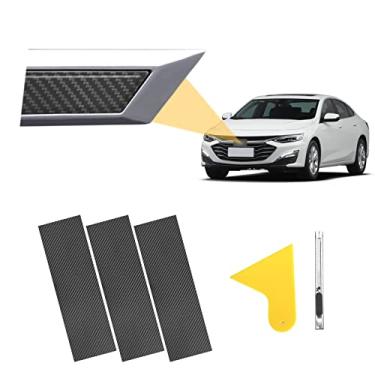 Imagem de YAMUDA compatível com DIY Fibra de Carbono Vinil Wrap 30 cm x 10 cm Kit com Logotipo Emblema Chevy com Espátula e Cortador Universal 3 Peças