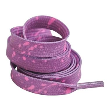 Imagem de Elerevyo Cadarços planos coloridos com estampa de tinta salpicada para tênis, 2 pares, Violeta claro, 120cm/47.24"