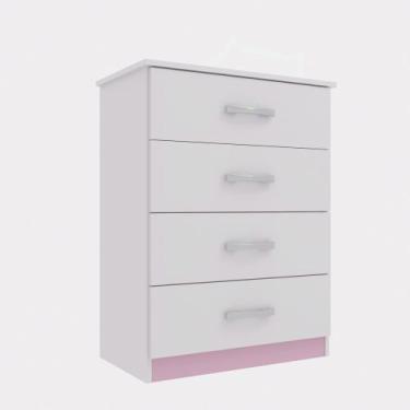 Imagem de Cômoda 4 Gavetas Branca Alta Quarto Multiuso Infantil Solteiro Casal M