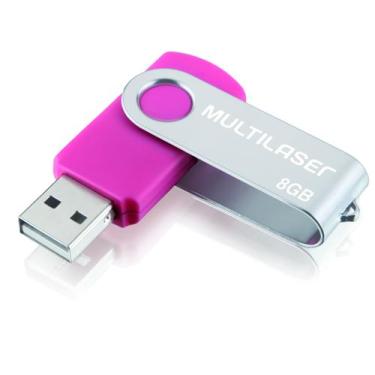 Imagem de Pendrive Multilaser Twist Rosa 8Gb
