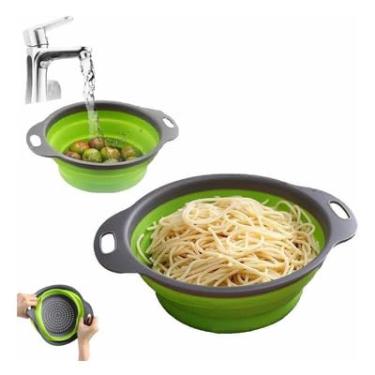 Imagem de Kit Pegador de Salada em Inox 27 cm + Escorredor de Alimentos em Silicone 24,8 cm