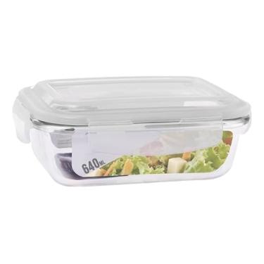 Imagem de Pote Vidro Hermético Marmita Mantimentos Tampa 640ml