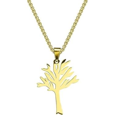 Imagem de DivaGlamz Colar de árvore para mulheres, colar de aço inoxidável hiphop punk rock estilo árvore da vida colares com pingente de joias modernas para presente, Large, Aço inoxidável, Sem Pedra Preciosa