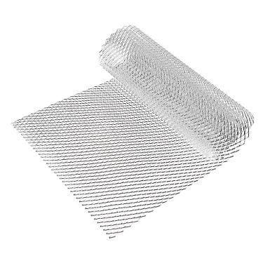 Imagem de VekAuto Malha de grade de carro, 101.6 cm x 33.0 cm 16x8mm furo rômbico grade de caminhonete grade de malha inserção de ar universal para carro multifuncional liga de alumínio tom prata