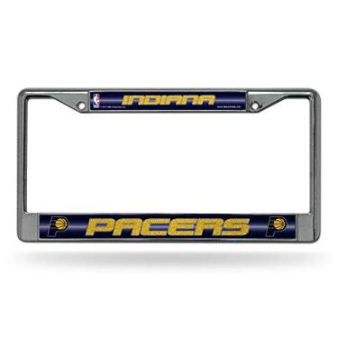 Imagem de Moldura de placa de carro NBA Indiana Pacers Bling Chrome com detalhes em glitter
