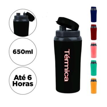 Imagem de Garrafa para academia masculina preta 650ml termica boa vedação  - Uni
