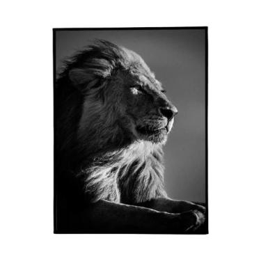 Imagem de Preto Branco Rei Leão Animal Cartaz Auto-adesivo À Prova Dwaterproof Á