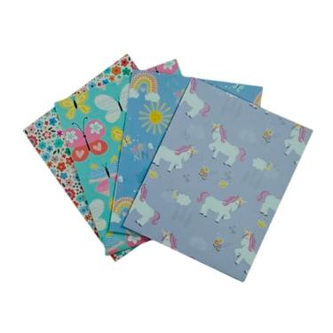 Imagem de Creative Colors 2 pastas de bolso Back to School | Resistente | Conjunto de 4 carteiras | Escola Primária | Designs divertidos e modernos (arco-íris, unicórnios, borboletas, flores)