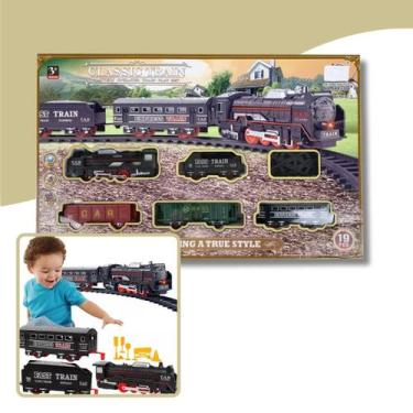 Imagem de Brinquedo Trem trenzinho Locomotivo Infantil Com Luz Trilhos E Vagões 