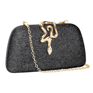 Imagem de Bolsa clutch com glitter para mulheres – Bolsa de noite elegante e deslumbrante, bolsa brilhante para casamentos mágicos e momentos especiais, Preto, Small