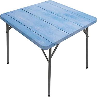 Imagem de CESGFC Toalha de mesa de madeira, estampa de textura de prancha de madeira, borda elástica, capa de mesa de jantar interna/externa, adequada para mesa quadrada de 157,5 x 157,5 cm
