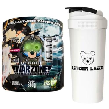 Imagem de Combo Under Labz - Pre Workout Warzone Night Battle 360g - Sabor Green Bomb - Pré Treino Sem Caféina + Coqueteleira oficial