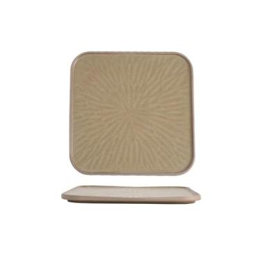 Imagem de Prato plano quadrado comercial de restaurante bandeja de cerâmica requintada criativa simples - 30,5 cm marrom escuro