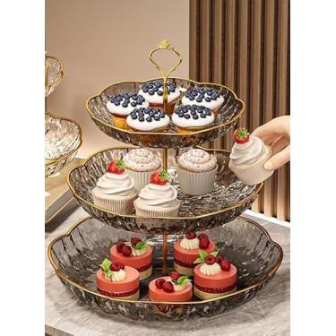 Imagem de Cesta de frutas redonda de metal de 3 camadas, suporte de armazenamento de produtos para balcão de cozinha, organizador alto de vegetais, grande capacidade (cinza)