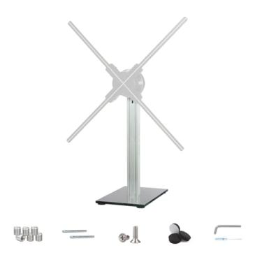 Imagem de Missyou Suporte de mesa para ventilador holograma 3D com base de vidro temperado e moldura de liga de alumínio, adequado para ventiladores de holograma 3D de até 60 cm, suporte de exibição resistente