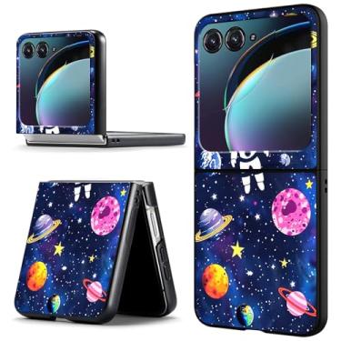 Imagem de ACWDMKH Capa para Motorola Moto Razr Plus 2024, para Moto Razr 50 Ultra, capa protetora de celular fina e rígida para Motorola 50 Ultra, astronauta planeta espacial