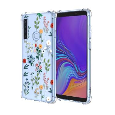 Imagem de OEURVQO Capa para Galaxy A9 2018 Samsung A9 Star Pro A9S, estampa de flores exuberantes transparentes, amortecedor de silicone macio TPU à prova de choque, capa protetora para celular para Samsung