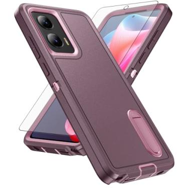 Imagem de Asuwish Capa de celular para Motorola Moto G Stylus 5G 2024 com protetor de tela de vidro temperado, suporte oculto híbrido, resistente, à prova de choque, rígida, proteção XT2419, mulheres e homens
