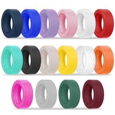 Imagem de Bougraite Pacote com 16 capas compatíveis com Oura Ring 4/Gen3/Samsung Galaxy Ring/UltraHuman, silicone elástico, antiderrapante, textura ondulada, antiarranhões, capa protetora para malhar na