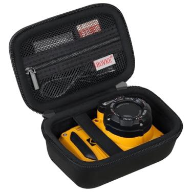 Imagem de BOVKE Capa de viagem para câmera digital Kodak PIXPRO WPZ2 resistente à prova d'água, à prova de choque, bolso de malha para cabos de baterias, cartões SD, preto + preto