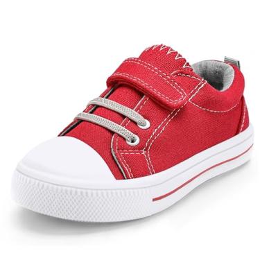 Imagem de K KomForme Tênis infantil de lona para meninos e meninas, tamanho 4-13, Vermelho A, 5 Toddler