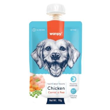 Imagem de Petisco para Cães Wanpy Sachê Creamy Cremoso Frango, Cenoura e Ervilha 90g Natural Textura Cremosa Ideal para Recompensas Truly