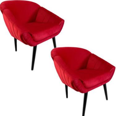 Imagem de Kit Duas Poltronas Giovana em Sued Premium - Sua Casa Decorações, Verm