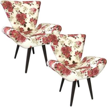 Imagem de Kit Duas Poltronas Decorativa Elegance Rosas Imperial Impermeável - Su